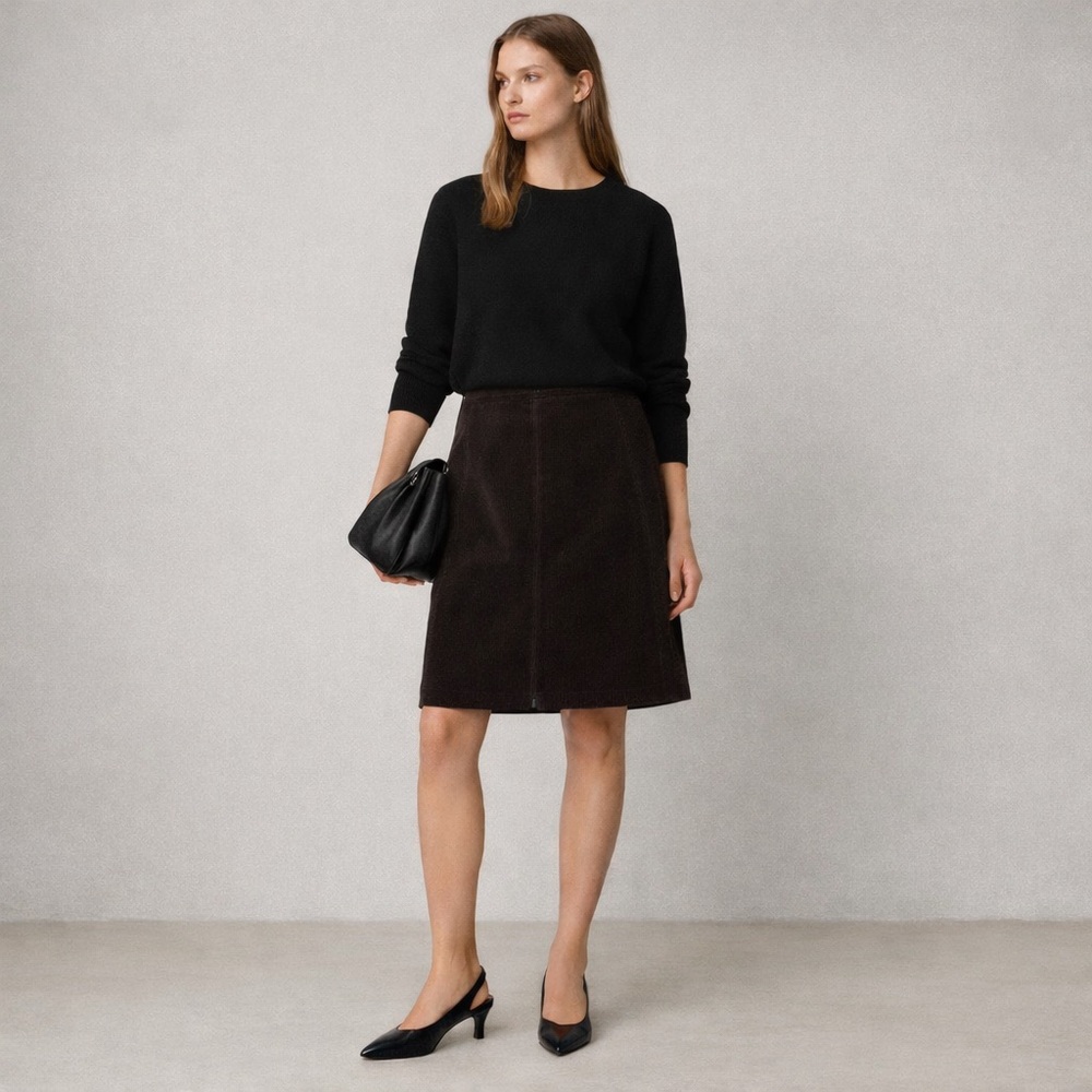 Y2K Ann Taylor Brown Corduroy A-line Skirt Size 6 Minimal Classic Quiet Luxury - Picture 2 of 14